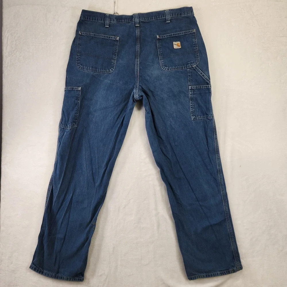 Carhartt FR Men's Blue Denim Carpenter Pants Flame Resistant Workwear Size 40x34